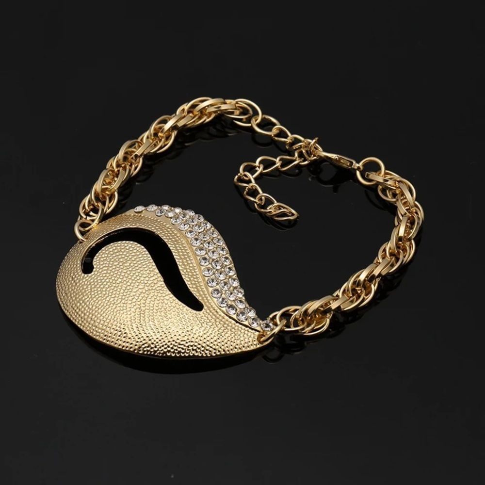 24K Gold Plated Jewelry Set White Stone Jewelry Set - Picture 3 of 5